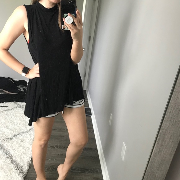 Low side cut mock neck tank top tunic - Picture 1 of 4